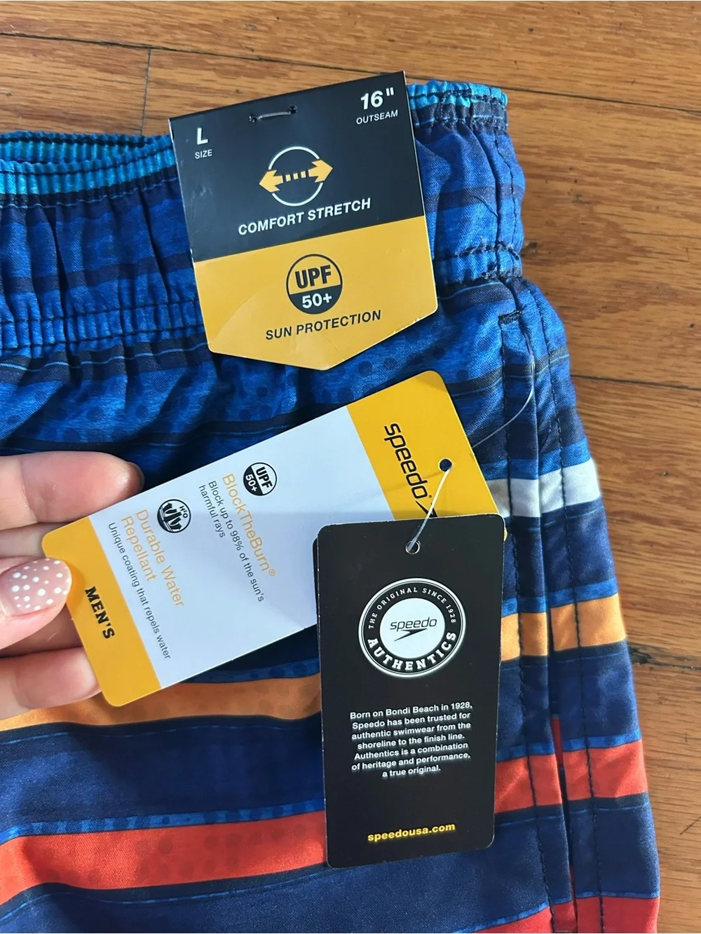 NWT Speedo Men’s comfort stretch UPF 50+  Swim Trunks size L